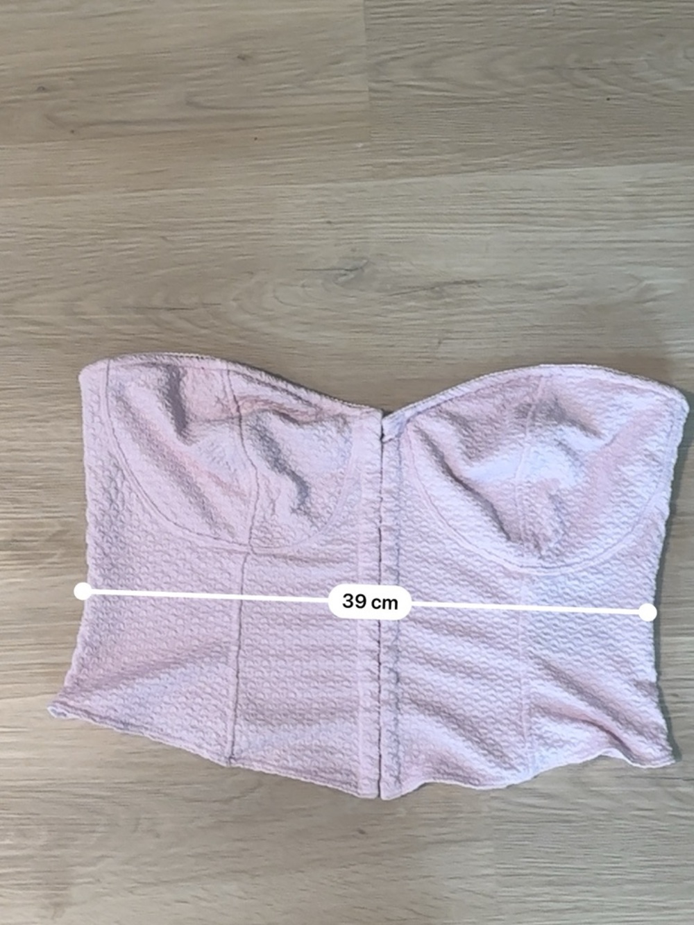 H&M Pink Corset Top XL Strapless Textured Bustier Chic Feminine - Picture 9 of 9